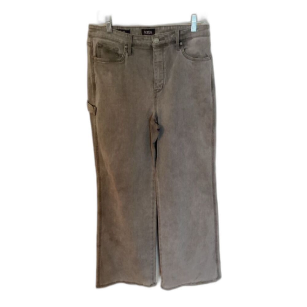 NYDJ SIZE 10 GREY TERESA WIDE LEG JEANS PARADE HEM